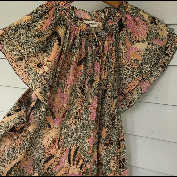Ulla Johnson Silk Blouse Floral Ruffle Flutter Sleeve Lurex Ida US 4 - Picture 3 of 9